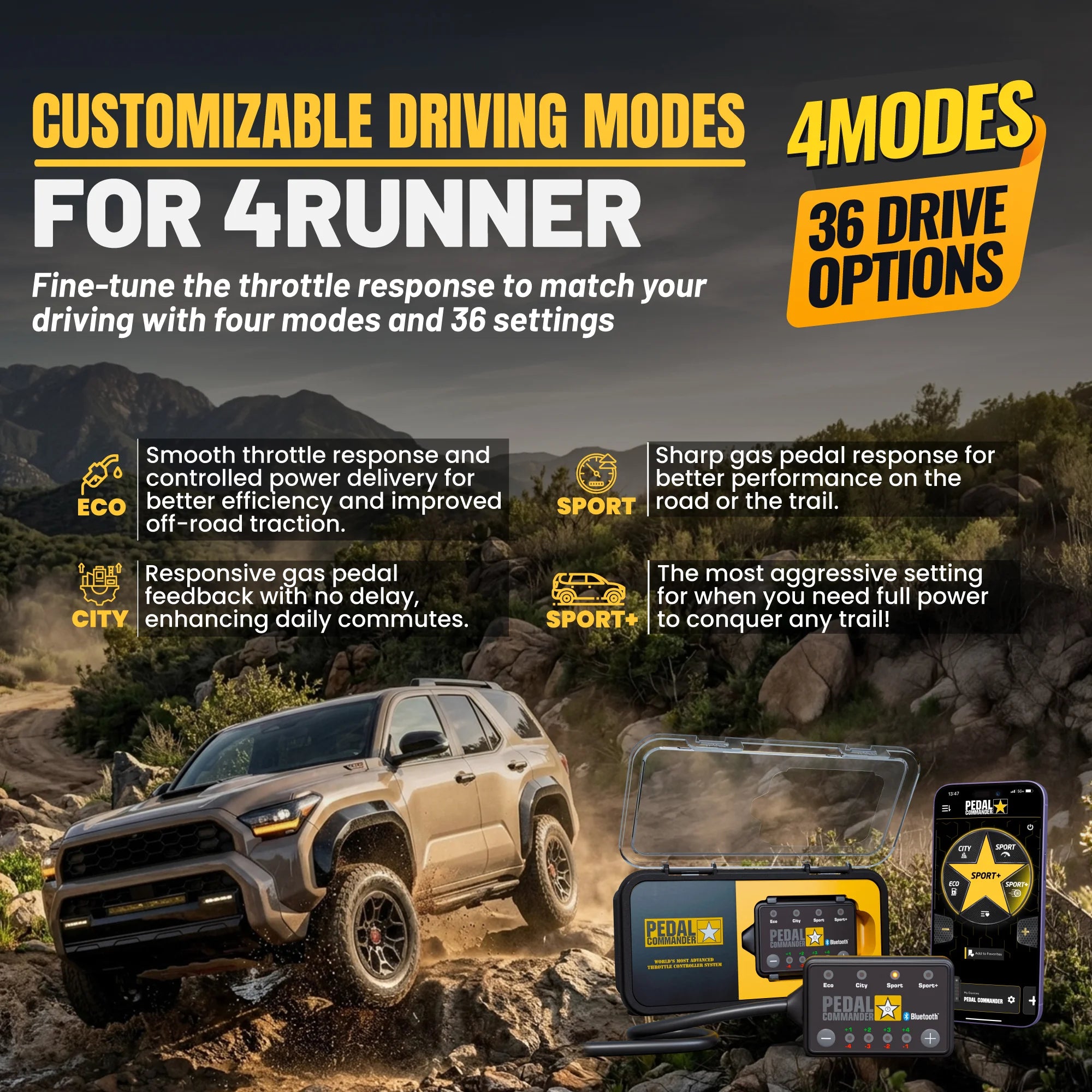 Pedal Commander for 4runner 4 modes 36 drive options